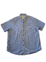 Woolrich Short Sleeve Button Up Shirt Blue Chambray Mens XL - $11.65