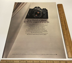 Vintage Print Ad Nikon Camera Photo 1970s Photography Ephemera 13&quot; x 9.75&quot; - $11.75
