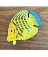 Vintage Yellow &amp; Blue Fish Pull Toy with Baby Fish Tail Moves - $1.23