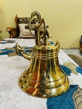 Bell Wall Hanging Ship Bell 10&quot; Brass Anchor Boat Decor - £53.08 GBP