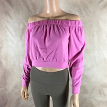 Material Girl Junior&#39;s Fuchsia Pink Off-The-Shoulder Crop Sweatshirt Nwt Small - £8.85 GBP