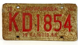 Vintage 1968 USA American Car Number Plate, Land of Lincoln, Illinois, 6&quot; x 12&quot; - £43.15 GBP