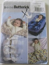 Butterick Sewing Pattern B4416 Baby Wrap Snuggle Bunting Carrier Cover Fleece UC - $3.45