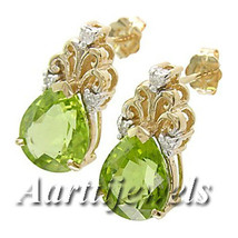 0.24ct Diamond Peridot 14k Yellow Gold Stud Halloween Wedding Women&#39;s Earrings - £700.09 GBP