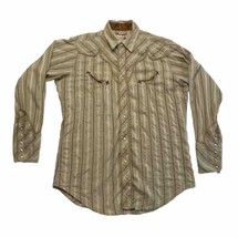 Vintage Wrangler Western Pearl Snap Shirt Smile Pockets Front /Back Yokes Tan  - £19.13 GBP