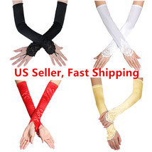 Satin Lace Fingerless Wedding Party Opera Evening Long Gloves Bridal  Ac... - £7.85 GBP