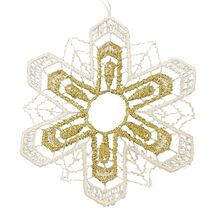 White and Gold Snowflake Lace Christmas Tree Hanging Ornament Set of 6 - $35.98