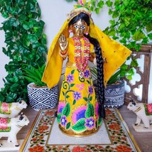 Radharani Brass 8.5&quot; India God Deity Statue Beloved Radha Radhe Handmade - $148.50