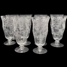 Vintage 1930s Tiffin Franciscan Byzantine Clear Ice Tea Glasses Etched G... - $210.38