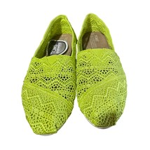 TOMS Womens Alpargatas Flats Size 9 Neon Lime Crochet Slip On Shoes - $25.20