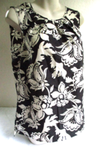 Talbots All Silk Black White Floral Blouse Top Shirt Womens Size 10 NEW with Tag - £22.77 GBP