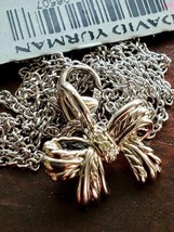 David Yurman 18K White Gold Diamond Bow Pendant Necklace w Tags 18in - $792.00