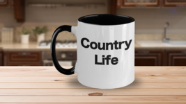 Country Life Mug White Two Tone Coffee Cup Southern Rustic Rural Farm Living - £17.01 GBP