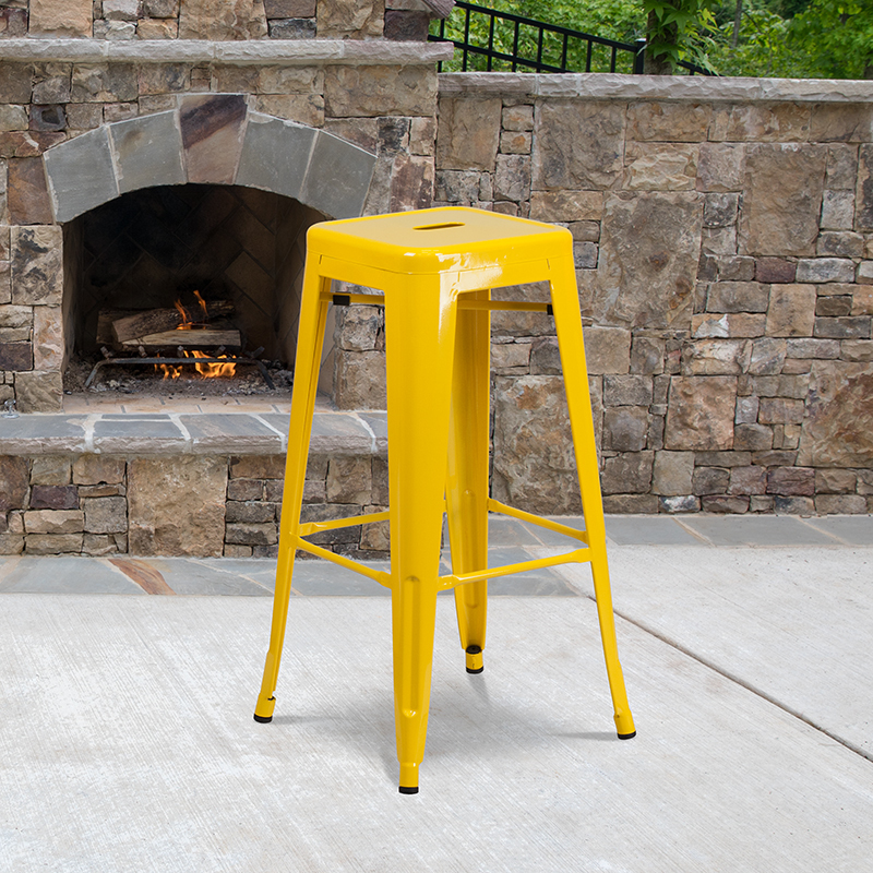 30" Yell No Back Metal Stool CH-31320-30-YL-GG