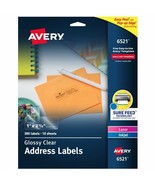 Avery Glossy Clear Address Labels Sure Feed Technology, Laser/Inkjet - $41.66 CAD