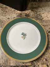 Vintage Eddie Bauer Home Pine Cone Green &amp; Gold Trim 11&quot; Dinner Plate - £10.98 GBP