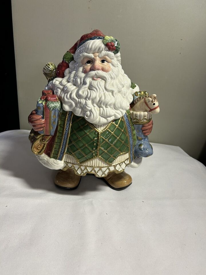 Fitz & Floyd Christmas Holiday Santa Claus Large Cookie Jar Jolly St Nick 2003 - $69.30