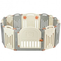 Foldable Baby Playpen 14 Panel Activity Center Safety Play Yard-Beige - Color: B - $3,127.88 MXN