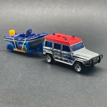 Matchbox SOS Mercedes-Benz 280 GE Silver SUV White Water Raft Boat Diecast 1/64 - £20.23 GBP