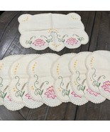 Vintage Table Runner Placemat Doily Set 1950’s-60’s Hand stitched Floral... - €34,22 EUR