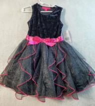Betsey Johnson Mini Dress Youth Size 6 Black Woven Mokash Sleeveless Rou... - $34.33
