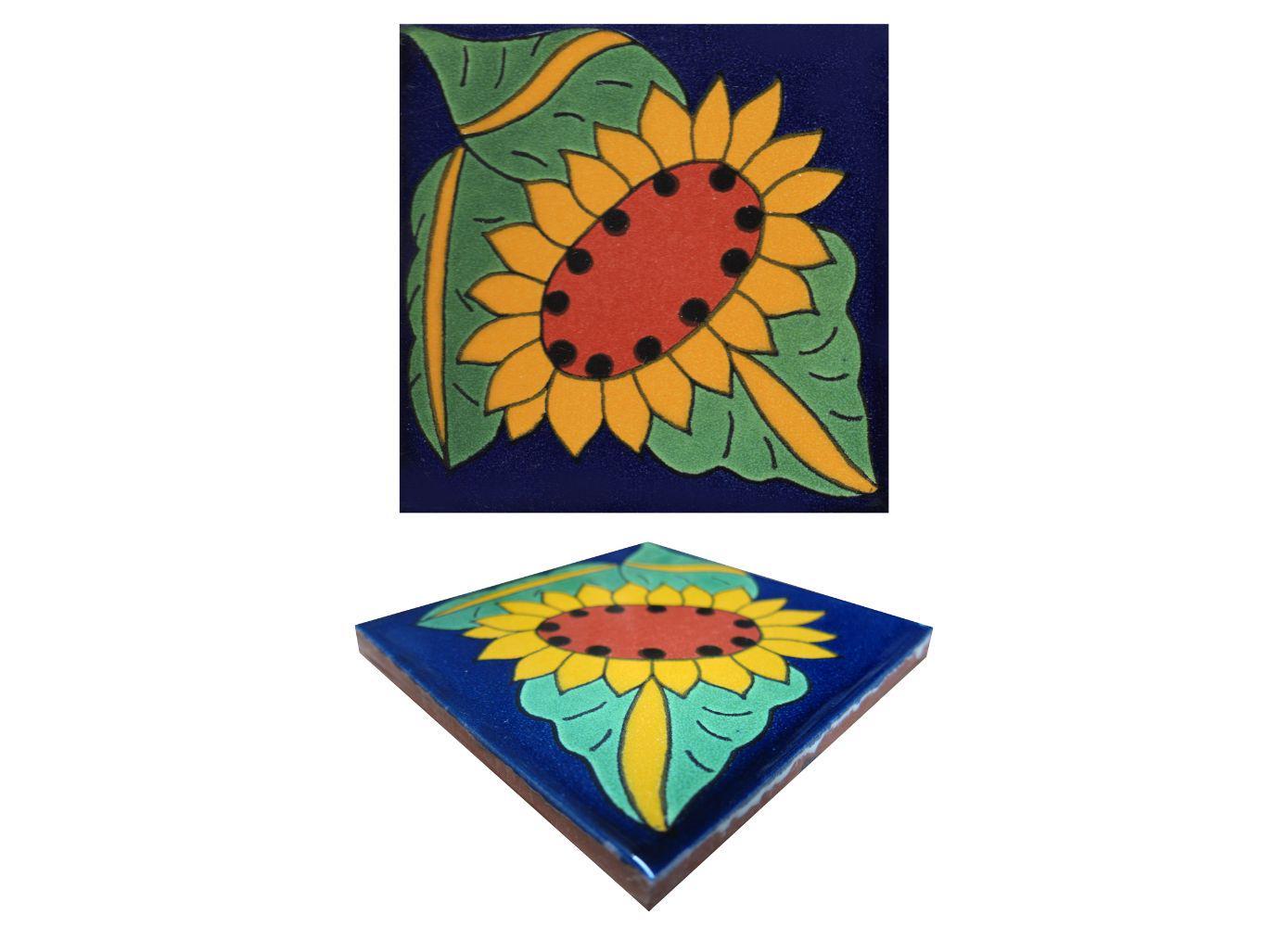 Mexican Talavera Ceramic Tiles Talavera Handcrafted - Sunflower6 -  (you... - $199.00