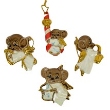 Hand Painted Iridescent Luster Angel Mouse Lot Ceramic Ornament Vintage - £20.23 GBP