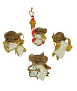 Hand Painted Iridescent Luster Angel Mouse Lot Ceramic Ornament Vintage - $25.72