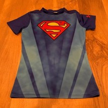 Youth Size Large Under Armour Superman Super Man Logo Heat Gear Athletic Shirt - $20.00