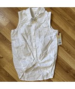 Girls Cherokee Button Down No Sleeve White Size 10/12 - $190.39 MXN