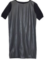 Fabiana Filippi Shift Dress Size XS 34 Brown Leather &amp; Tweed Merino Wool... - $47.81
