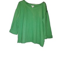 J. Jill Womens L Sweater Green Top Knit 3/4 Sleeve Pullover Stretch Butt... - $26.67