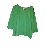 J. Jill Womens L Sweater Green Top Knit 3/4 Sleeve Pullover Stretch Butt... - $494.48 MXN