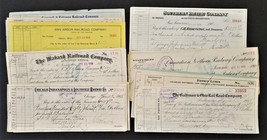 1908 antique 18pc RAILROAD bank CHECKS assorted railroads penmanship signed - £53.55 GBP