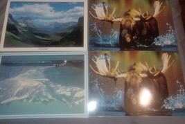 Placemats Set 4 Vintage Colorful ALASKA Laminated Moose Glacier Bay Moun... - $12.00