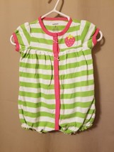 Carters - 1-piece Snap-Up Romper Green White Stripe Strawberry Size 3M  IR2 - £5.39 GBP