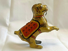 Tin Litho Vtg Dog with Cane Sitting Up Begging Wind Up Toy w/ Key *Repair* - $49.95