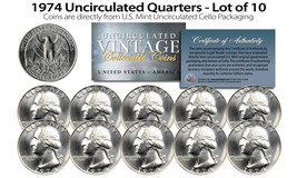 1974 Us Mint Quarters Uncirculated Coins From U.S. Mint Cello Packs (Qty 10) - £9.05 GBP