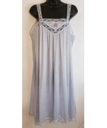 Vintage Vanity Fair Blue Nightgown Lace Flowers Size Med Nylon USA - £42.53 GBP