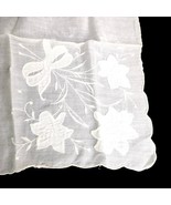 VTG Hanky Handkerchief Off White with Off White Embroidered Flowers 13” ... - £8.15 GBP