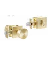 GOLD Door Knob, Front Door Lock Set, Door Knob &amp; Single Cylinder Deadbol... - $39.53