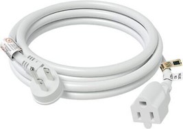 6 Feet 1875W 15A Flat Plug Low Profile Extension Cord 14 AWG White UL Listed - £16.37 GBP