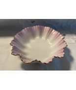 Vintage Carlsbad China Ruffled Bowl 5.5 x 4.5&quot; Pink w Gold Trim Made in ... - $20.29 CAD
