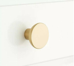 New 1-1/4&quot; Satin Brass Gordes Solid Brass Round Cabinet Knob by Signatur... - $14.95