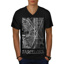 Spain City Barcelona Shirt Town Map Men V-Neck T-shirt - £10.24 GBP