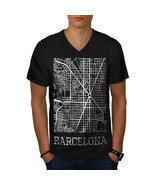 Spain City Barcelona Shirt Town Map Men V-Neck T-shirt - £10.38 GBP