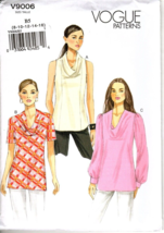 Vogue V9006 Misses 8 to 16  Cowl Neck Blouse Top Uncut Sewing Pattern - $18.47