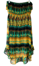 Forever 21 Off Shoulder Dress Tribal Print Sheer Lined on Bottom Medium High Low - £16.49 GBP