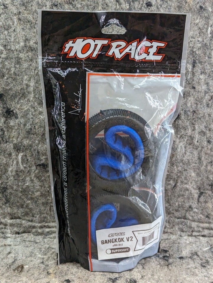 HotRace Bangkok V2 1/8 Buggy Tires w/Inserts (2) (Super Soft) [HR-001-01... - $17.99