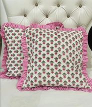 Pack of 2 Throw Pillow Covers 100% Cotton Pre Washed Ruffle Decorative P... - £44.64 GBP